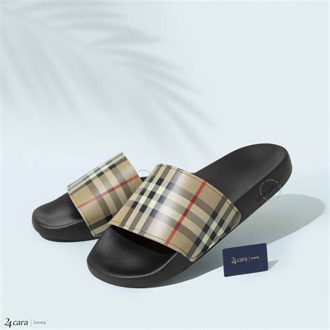 burberry love print vintage check slides|Burberry Check slides beige.